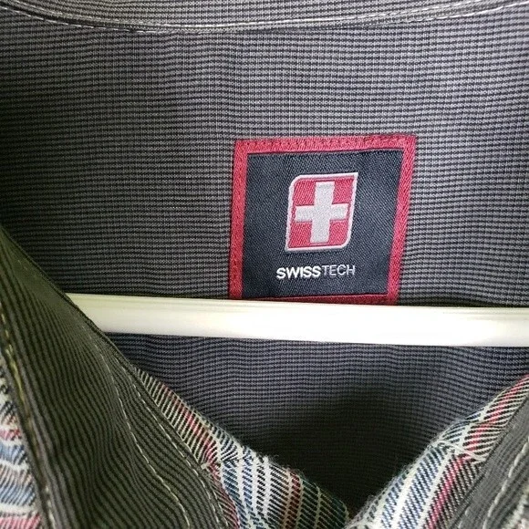 Swiss tech Mens plus size striped button up shirt size 2xl - Picture 6 of 14